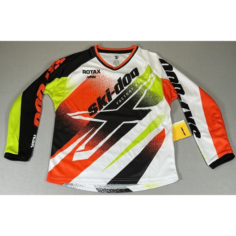 Ski-Doo Kids Motocross Jersey Youth 7-8 Orange White Factory Racing MX NWT